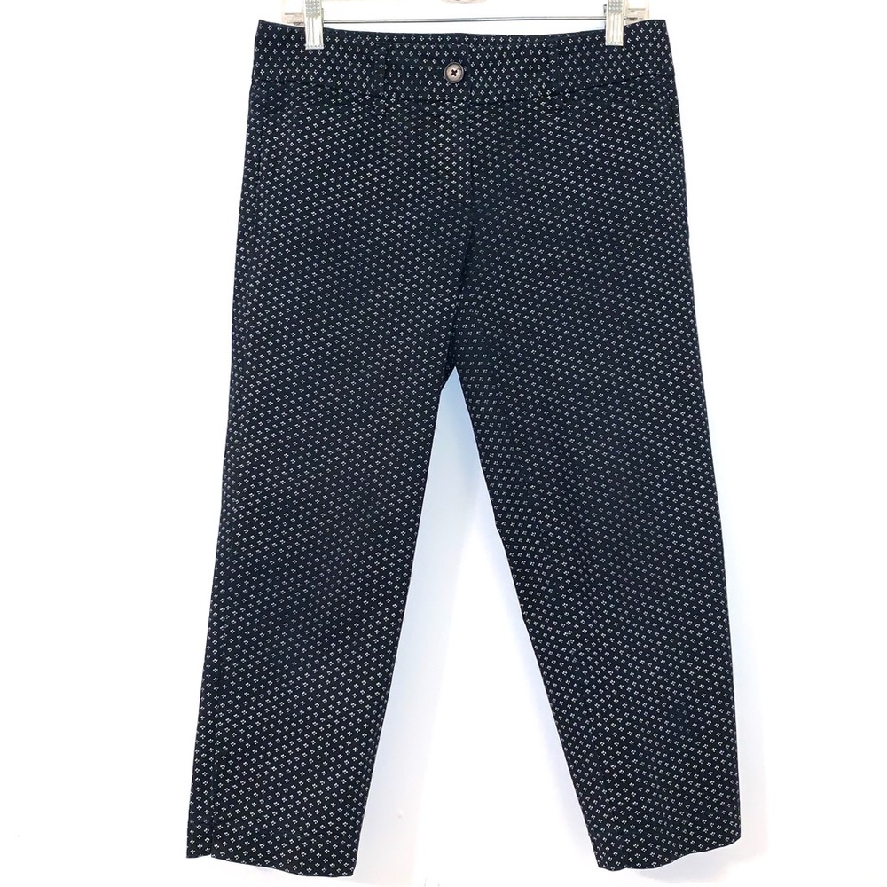 Loft Marisa Cropped Navy Floral Pants